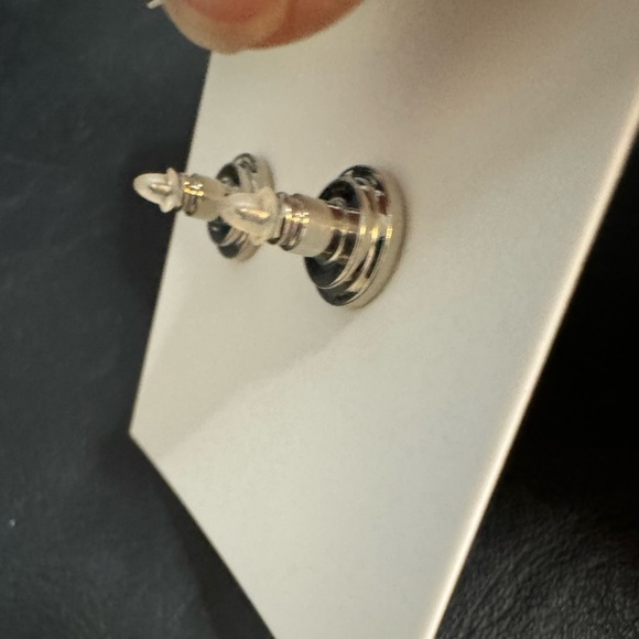 Tory Burch New Kira Silver Double T Logo Stud Earrings - Picture 6 of 10